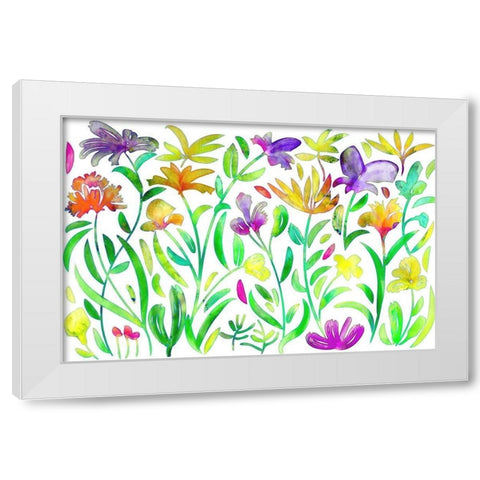 At the Edge of the Creek White Modern Wood Framed Art Print by Naskrent, Delores