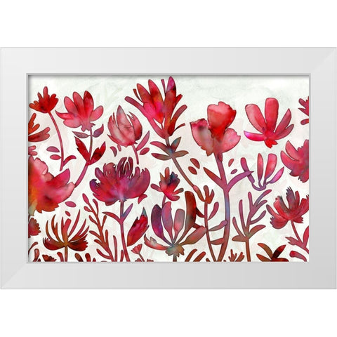 Ruby Rapture White Modern Wood Framed Art Print by Naskrent, Delores