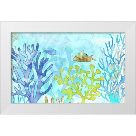 Coral Garden White Modern Wood Framed Art Print by Naskrent, Delores