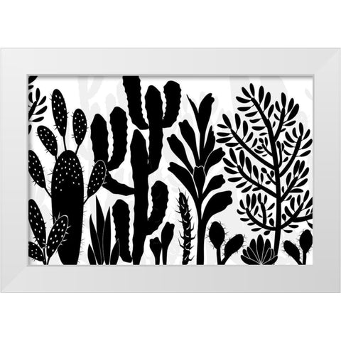 Cactus Farm White Modern Wood Framed Art Print by Naskrent, Delores