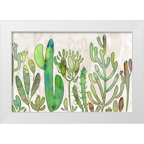Cactus Corucopia  White Modern Wood Framed Art Print by Naskrent, Delores
