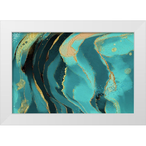 Jade Radiance White Modern Wood Framed Art Print by Naskrent, Delores