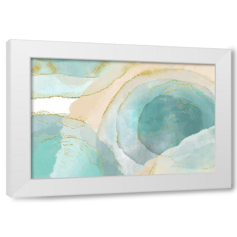 Waikiki Beach Blue White Modern Wood Framed Art Print by Naskrent, Delores