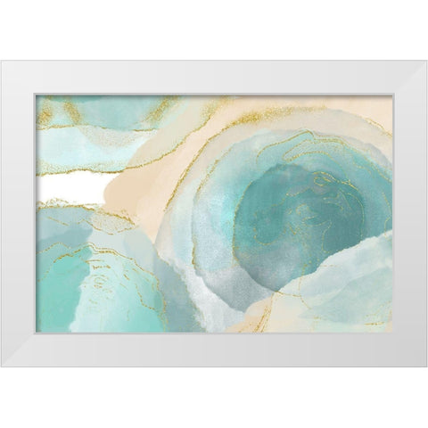 Waikiki Beach Blue White Modern Wood Framed Art Print by Naskrent, Delores