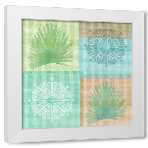 Palm Squares White Modern Wood Framed Art Print by Kouta, Flora