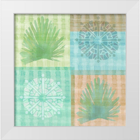 Palm Squares White Modern Wood Framed Art Print by Kouta, Flora
