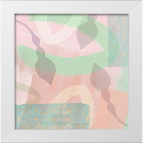 Flower Buds Mint Blush White Modern Wood Framed Art Print by Kouta, Flora