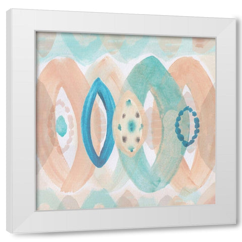 Peach Blue Ellipses White Modern Wood Framed Art Print by Kouta, Flora