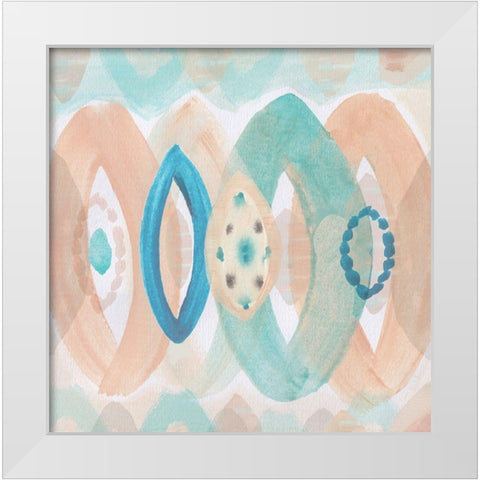 Peach Blue Ellipses White Modern Wood Framed Art Print by Kouta, Flora