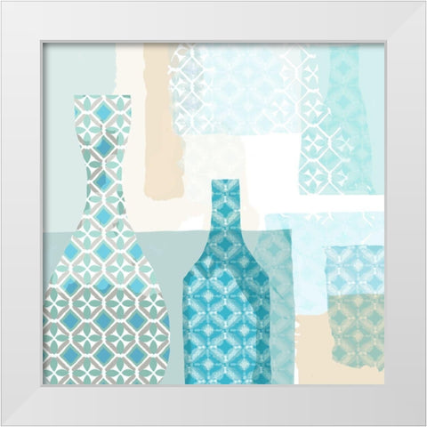 Azulejos White Modern Wood Framed Art Print by Kouta, Flora