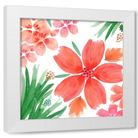 Tangering Flowers White Modern Wood Framed Art Print by Kouta, Flora