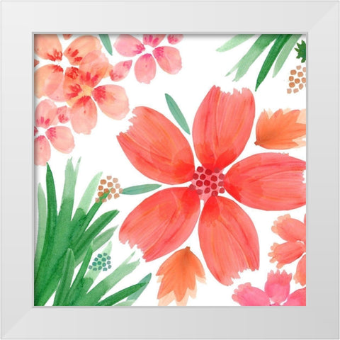 Tangering Flowers White Modern Wood Framed Art Print by Kouta, Flora