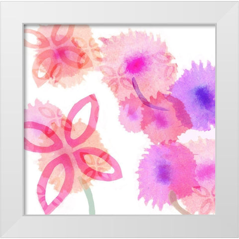 Pink Poppies II White Modern Wood Framed Art Print by Kouta, Flora