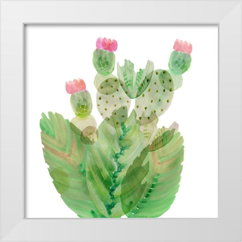 Flowering Cactus I White Modern Wood Framed Art Print by Kouta, Flora