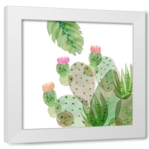 Flowering Cactus IV White Modern Wood Framed Art Print by Kouta, Flora