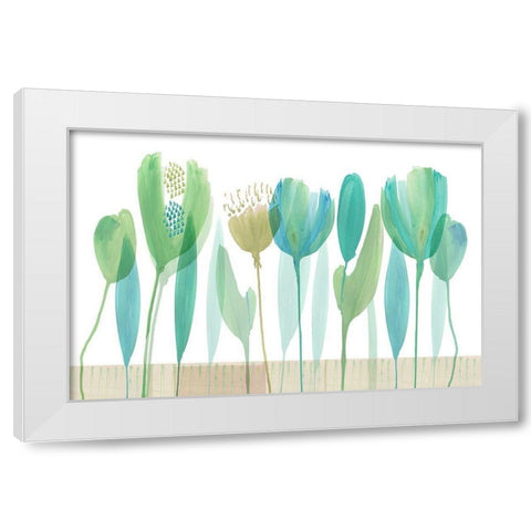 Serene Greens II White Modern Wood Framed Art Print by Kouta, Flora