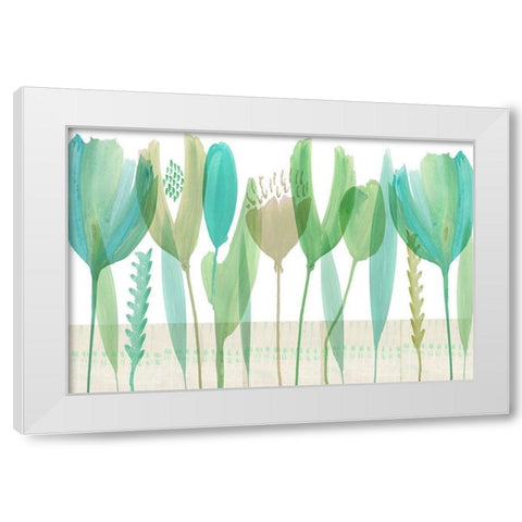 Serene Greens III White Modern Wood Framed Art Print by Kouta, Flora