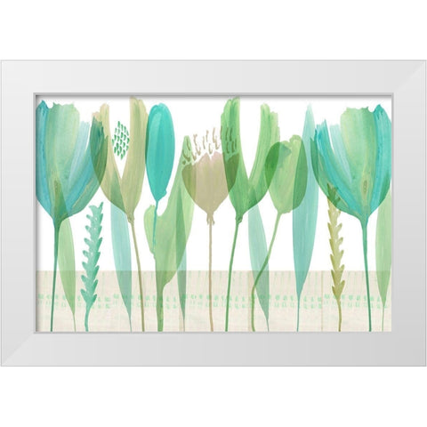 Serene Greens III White Modern Wood Framed Art Print by Kouta, Flora