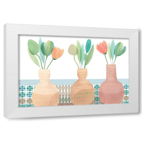 Marguerites Terrace I White Modern Wood Framed Art Print by Kouta, Flora