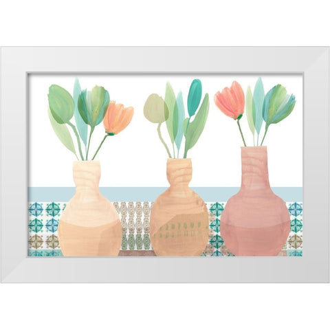 Marguerites Terrace I White Modern Wood Framed Art Print by Kouta, Flora