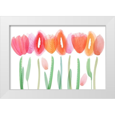 Joyful Flowers White Modern Wood Framed Art Print by Kouta, Flora