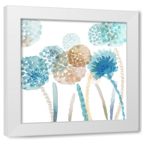 Blue Harmony III White Modern Wood Framed Art Print by Kouta, Flora