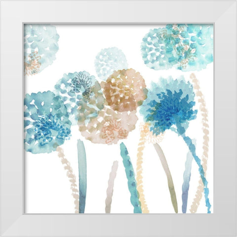 Blue Harmony III White Modern Wood Framed Art Print by Kouta, Flora