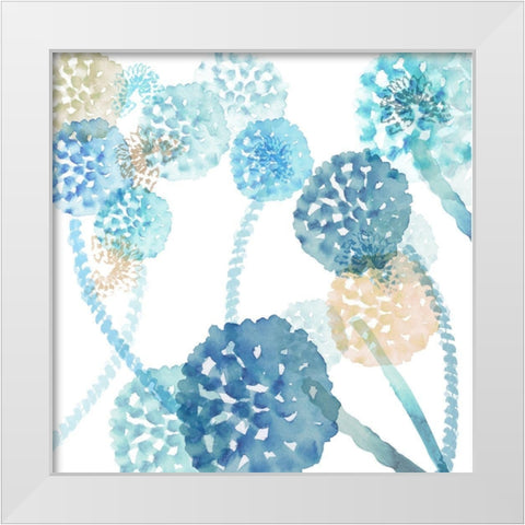 Blue Harmony IV White Modern Wood Framed Art Print by Kouta, Flora