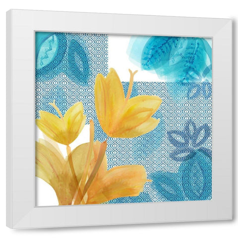 Yellow Indigo Flowers I White Modern Wood Framed Art Print by Kouta, Flora