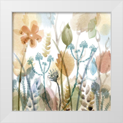 September Meadow White Modern Wood Framed Art Print by Kouta, Flora