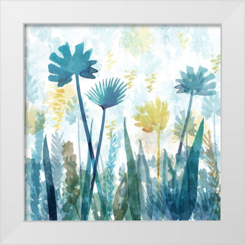 Blue Flowers I White Modern Wood Framed Art Print by Kouta, Flora