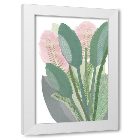 Pink Banana Palm White Modern Wood Framed Art Print by Kouta, Flora