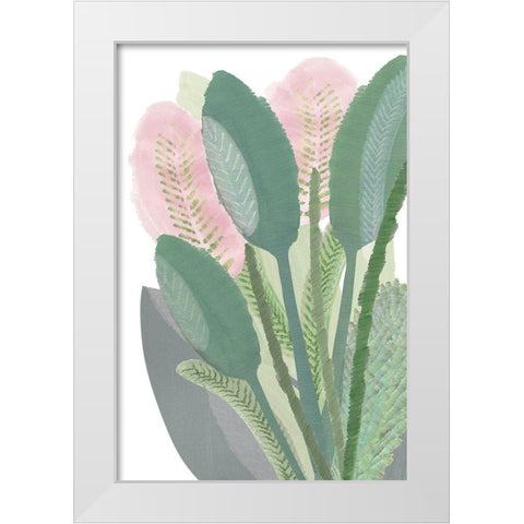 Pink Banana Palm White Modern Wood Framed Art Print by Kouta, Flora