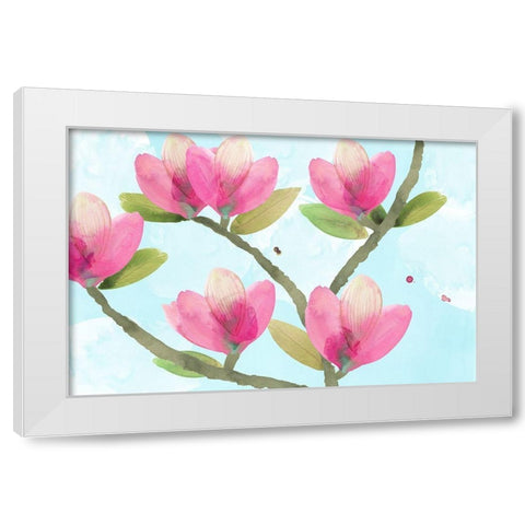 Pink Magnolia III White Modern Wood Framed Art Print by Kouta, Flora