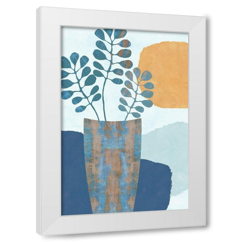 Indigo Yellow Still Life III White Modern Wood Framed Art Print by Kouta, Flora