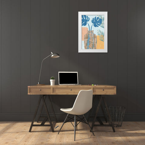 Indigo Yellow Still Life IV White Modern Wood Framed Art Print by Kouta, Flora