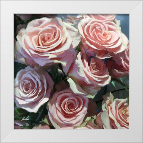 Pink Roses I White Modern Wood Framed Art Print by Novak, Rick