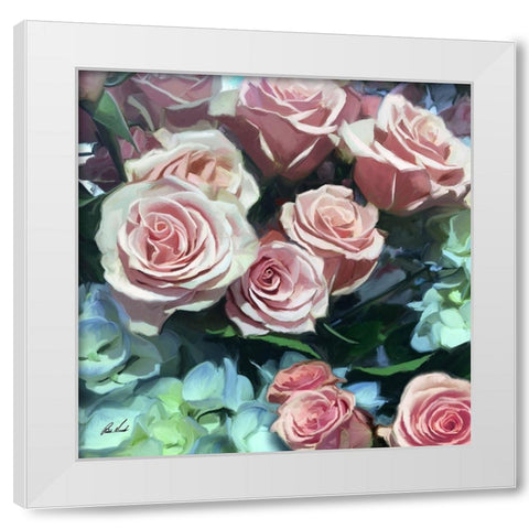 Pink Roses II White Modern Wood Framed Art Print by Novak, Rick