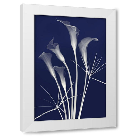 Elongated Elegance in Indigo White Modern Wood Framed Art Print by Robertson, Leda