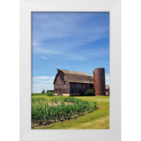 Old Brown Barn White Modern Wood Framed Art Print by Robertson, Leda