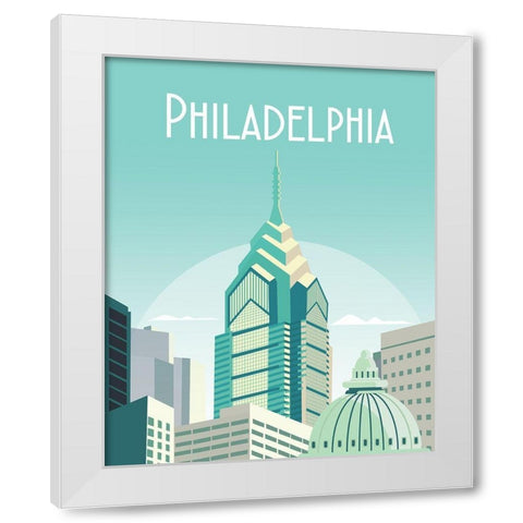 philadelphia travel poster White Modern Wood Framed Art Print by ARCTIC FRAME