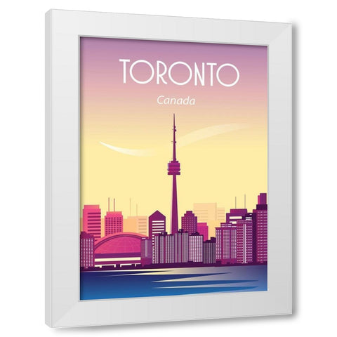 toronto canada travel poster White Modern Wood Framed Art Print by ARCTIC FRAME