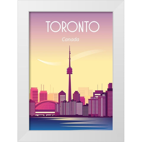 toronto canada travel poster White Modern Wood Framed Art Print by ARCTIC FRAME