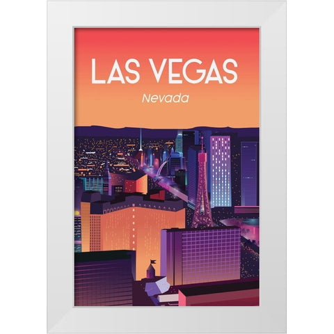 las vegas White Modern Wood Framed Art Print by ARCTIC FRAME
