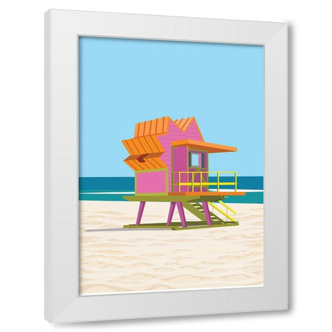 south beach life guard station White Modern Wood Framed Art Print by ARCTIC FRAME