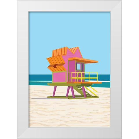 south beach life guard station White Modern Wood Framed Art Print by ARCTIC FRAME