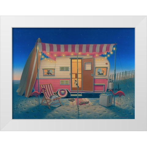 Happy Campers White Modern Wood Framed Art Print by Courtney, Richard