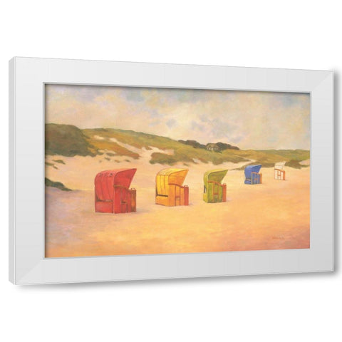 Summer Beach White Modern Wood Framed Art Print by Reynolds, Graham