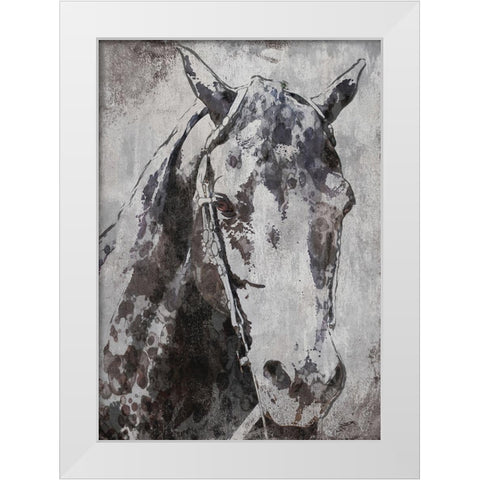 Morgan Horse- Black Beauty White Modern Wood Framed Art Print by Orlov, Irena