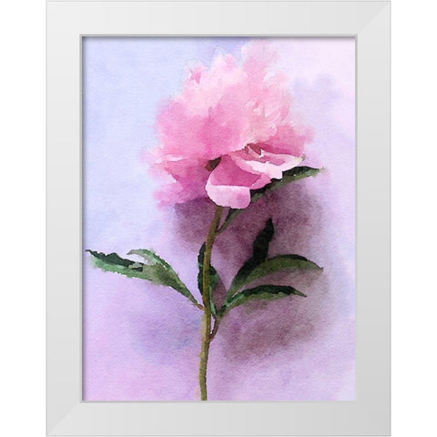 Pink Watercolor Peony III White Modern Wood Framed Art Print by Orlov, Irena